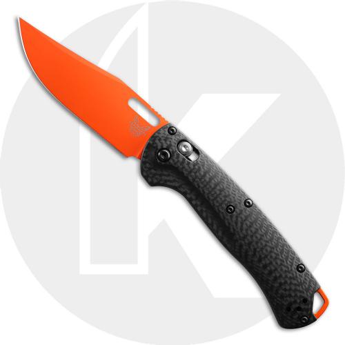 Benchmade Taggedout 15535OR-01 Knife - Orange Cerakote MagnaCut Clip Point - Carbon Fiber - Orange Anodized Backspacer - USA Made