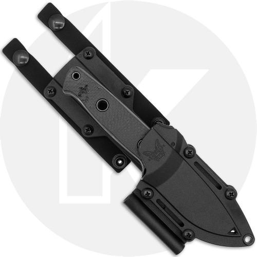 Benchmade Mini Bushcrafter 165BK Fixed Blade Knife - Black CPM-CruWear Drop Point - Carbon Fiber - Black Injection Molded Sheath