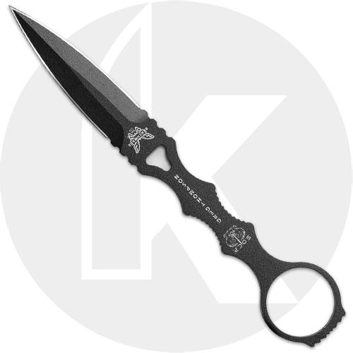 Benchmade SOCP Dagger 176BKSN Knife - Black 440C Double Edge Dagger - Black Stainless Steel Handle - Sand Sheath - USA Made