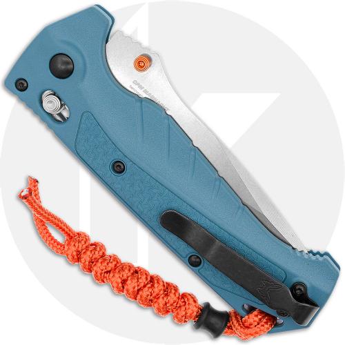 Benchmade Adira 18060 Knife - Stonewash MagnaCut Drop Point - Depth Blue Grivory - USA Made