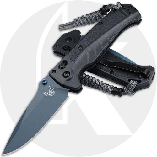 Benchmade Adira 18060BT-01 Knife - Blue MagnaCut Drop Point - Tempest Gray Grivory - USA Made