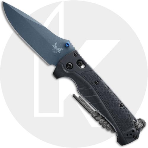 Benchmade Adira 18060BT-01 Knife - Blue MagnaCut Drop Point - Tempest Gray Grivory - USA Made