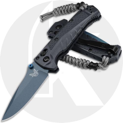Benchmade Mini Adira 18065BT-01 Knife - Blue MagnaCut Drop Point - Tempest Gray Grivory - USA Made