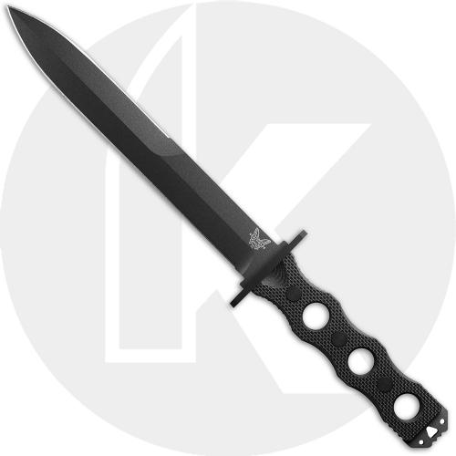 Benchmade SOCP 185BK Fixed Blade Knife - Cobalt Black Cerakote CPM-3V Dagger - Black Peel Ply G10 - USA Made