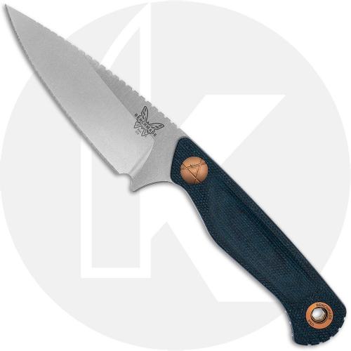 Benchmade Dacian 203-04 Fixed Blade Knife - Satin CPM-MagnaCut Spear Point - Blue Denim Micarta - Leather Sheath