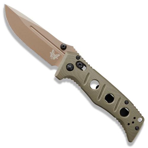 Benchmade Mini Adamas 273FE-2 Knife - Shane Sibert - Flat Earth CruWear Drop Point - OD G10 - AXIS Lock Folder - USA Made