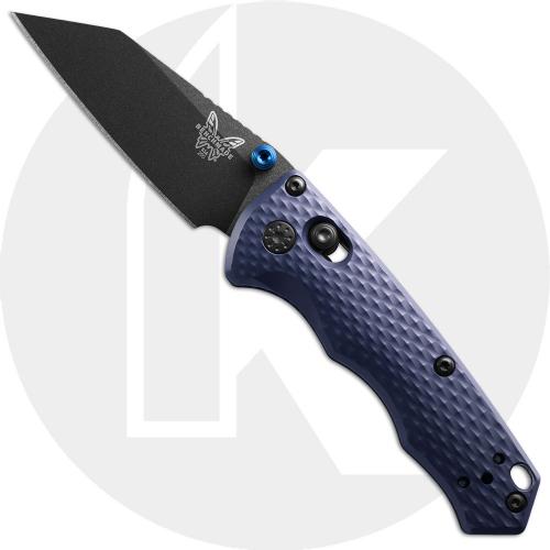 Benchmade Immunity 290BK - Black M4 Wharncliffe - Crater Blue Anodized Billet Aluminum - AXIS Lock Folder - USA Made