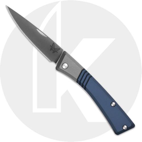 Benchmade Successor 315 Knife - Satin M390 Drop Point - Ash Gray/Crater Blue Aluminum - Slip Joint - USA Made