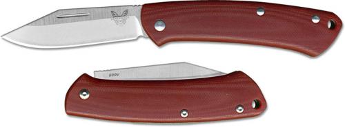 Benchmade 318-1 Proper Gents Clip Point EDC Slip Joint Folding Knife Red G10 Handle USA Made