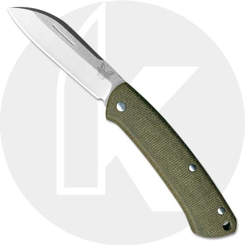 Benchmade 319 Proper Gent's EDC Slip Joint Folding Knife Green Micarta Handle USA Made