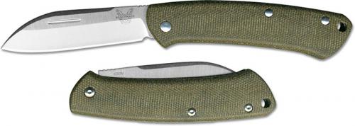 Benchmade 319 Proper Gents EDC Slip Joint Folding Knife Green Micarta Handle USA Made