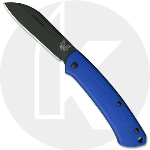 Benchmade Proper 319DLC-1801 Limited Edition Black DLC CPM S30V Sheepfoot Slip Joint with Blue G10 Handle