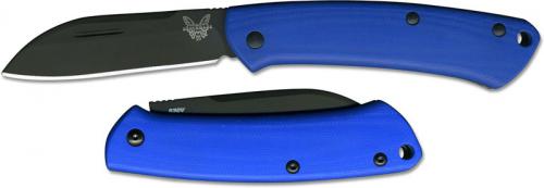 Benchmade Proper 319DLC-1801 Limited Edition Black DLC CPM S30V Sheepfoot Slip Joint with Blue G10 Handle