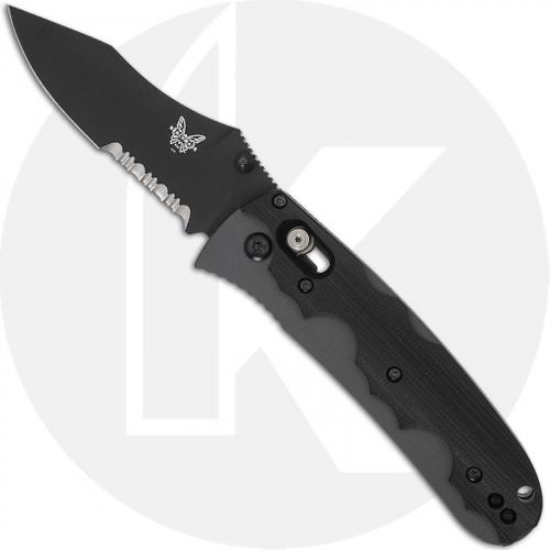 Benchmade Resistor 420SBT - Mike Snody - Discontinued Item - 1st Production - Serial Number - BNIB - Part Serrated Black 154CM - Gray Aluminum - Black G10 Overlay