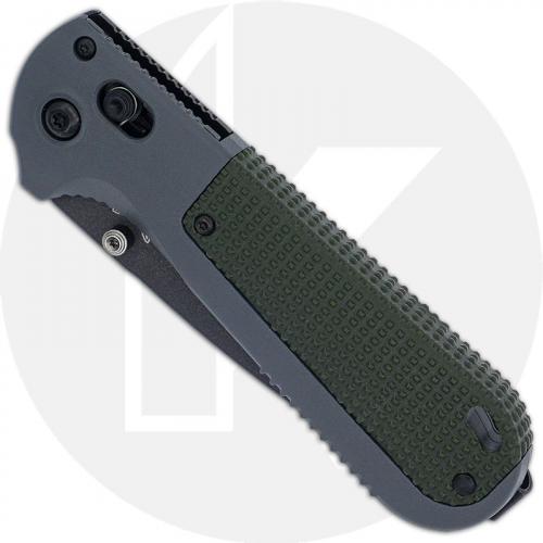 Benchmade Redoubt 430BK - Plain Edge - Black D2 Drop Point - Overlander Gray Grivory and Forest Green - AXIS Lock Folder - USA M