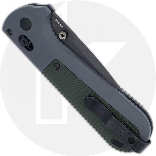 Benchmade Redoubt 430SBK - Part Serrated - Black D2 Drop Point - Overlander Gray Grivory and Forest Green - AXIS Lock Folder - U