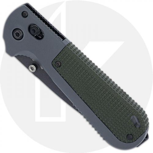 Benchmade Redoubt 430SBK - Part Serrated - Black D2 Drop Point - Overlander Gray Grivory and Forest Green - AXIS Lock Folder - U