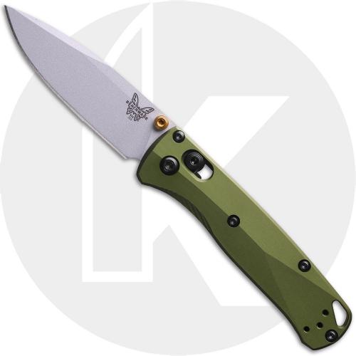 Benchmade Mini Bugout 533SL-10 Knife - Satin S90V Drop Point - Woodland Green Aluminum - USA Made