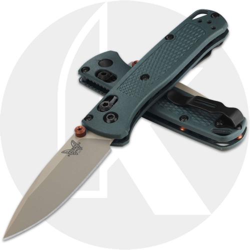 Benchmade Mini Bugout 533TN-2601 Knife - Tan Cerakote Elmax Drop Point - Taiga Green Grivory - AXIS Lock Folder - USA Made