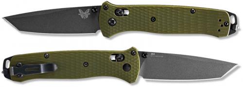 Benchmade Bailout 537GY-1 Knife - Plain Edge Gray M4 Tanto - Woodland Green Aluminum - AXIS Lock Folder - USA Made