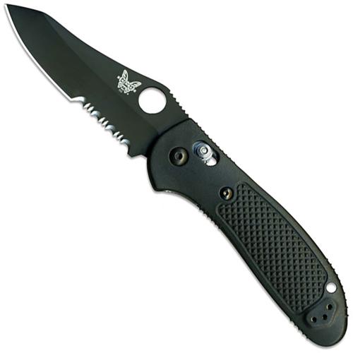 Benchmade Knives: Benchmade Griptilian, Black Part Serrated, BM-550SBKHG