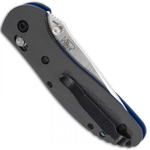 Benchmade G10 Griptilian 551-1 Knife Mel Pardue EDC Drop Point Gray and Blue G10