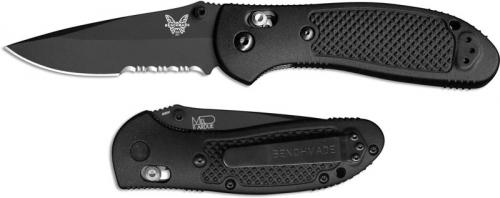 Benchmade 551SBK Griptilian S30V EDC Part Serrated Black Drop Point Black GFN AXIS Lock Folder USA Made