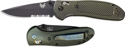 Benchmade 551SBKOD Griptilian S30V EDC Part Serrated Black Drop Point OD GFN AXIS Lock Folder USA Made