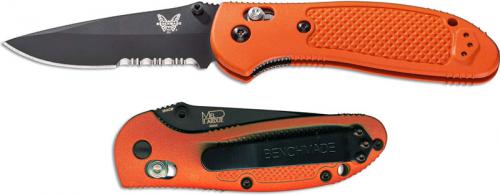 Benchmade Griptilian 551SBK-ORG Mel Pardue Part Serrated Black Drop Point Orange GFN AXIS Lock Folder