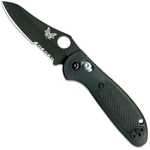 Benchmade Mini Griptilian, Black Part Serrated, BM-555SBKHG