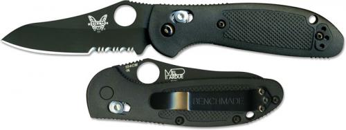 Benchmade Mini Griptilian, Black Part Serrated, BM-555SBKHG