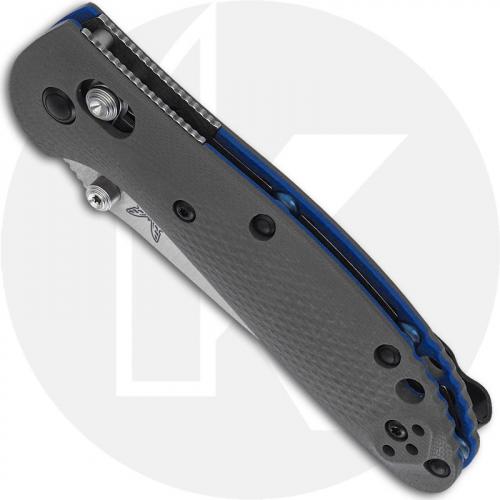 Benchmade G10 Mini Griptilian 556-1 Knife Mel Pardue EDC Drop Point Gray and Blue G10
