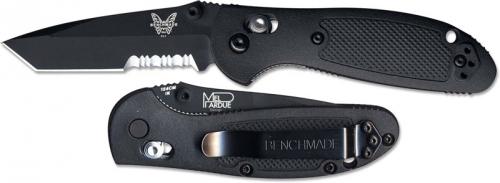 Benchmade Knives: Benchmade Mini Griptilian Tanto, Black Serrated, BM-557SBK