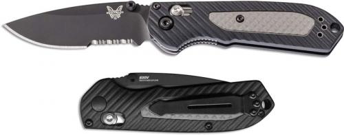 Benchmade 565SBK Mini Freek Black Part Serrated Drop Point AXIS Lock Folder Dual Durometer Handle