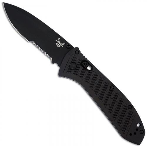 Benchmade Presidio II Ultra Knife 570SBK-1 - Black Part Serrated S30V Drop Point - Black CF Elite - AXIS Lock Folder - USA Made