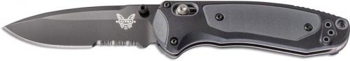 Benchmade 595SBK Mini Boost Part Serrated Black Drop Point AXIS Assist Folder Dual Durometer Handle