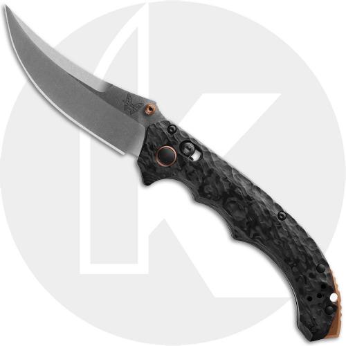 Benchmade Mini Bedlam 865-02 Knife - S90V Scimitar - Marbled Carbon Fiber - USA Made