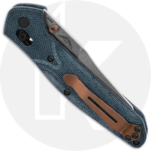 Benchmade Osborne 940-04 Knife - Satin M390 Reverse Tanto - Denim Micarta - USA Made