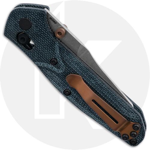 Benchmade Mini Osborne 945-04 Knife - Satin M390 Reverse Tanto - Denim Micarta - USA Made