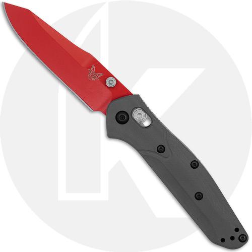 Benchmade Mini Osborne 945RD-2401 Knife - Red CPM S90V Reverse Tanto - Gray G10 - AXIS Lock Folder - USA Made