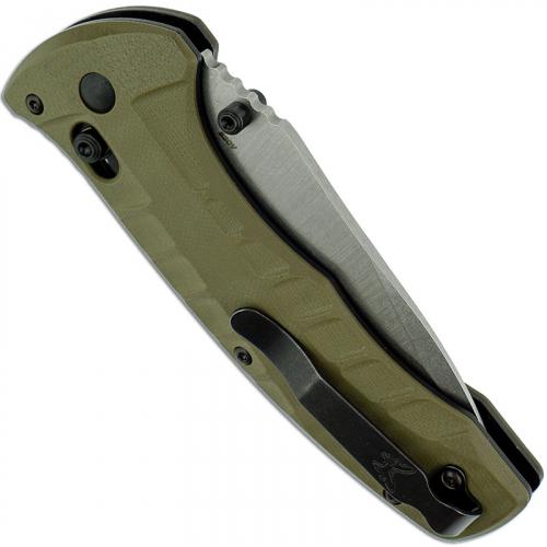 Benchmade 980 Turret Knife Satin Drop Point, Olive Drab G10 AXIS Lock Folder USA Made