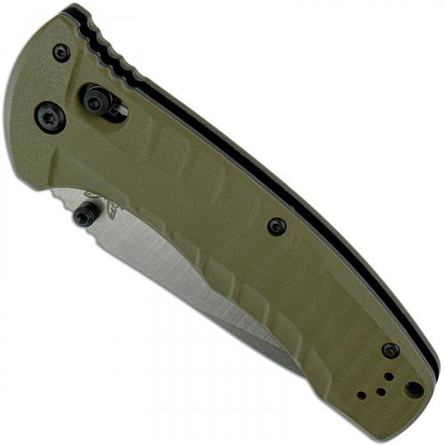 Benchmade 980 Turret Knife Satin Drop Point, Olive Drab G10 AXIS Lock Folder USA Made