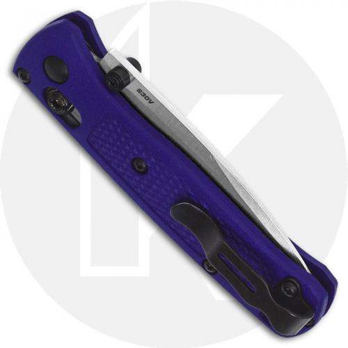 MODIFIED Benchmade Mini Bugout Blue 533 Knife - Satin Blade - Rit Dyed Handle - KP Black Thumbstud & Standoffs