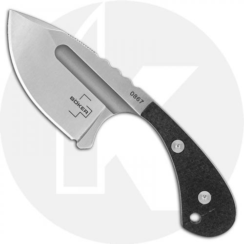 Boker Sigyn 02BO037 - Andre Schroter EDC - Satin D2 - Black G10 - Neck Knife