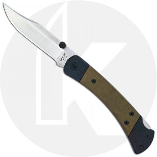 Buck 110 Hunter Sport 0110GRS5 - S30V Clip Blade - Black Aluminum and Green Micarta Handle - Made in USA