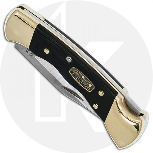 Buck Ranger 50th Anniversary Edition - 0112BRS3FG - Custom Tang Stamp - Finger Grooved Ebony Handle with Anniversary Shield