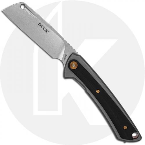 Buck HiLine Knife - 0263GYS - Value Priced EDC - D2 Cleaver - Gray Aluminum / G10 Front - Stonewash SS / G10 Back - Frame Lock Flipper Folder