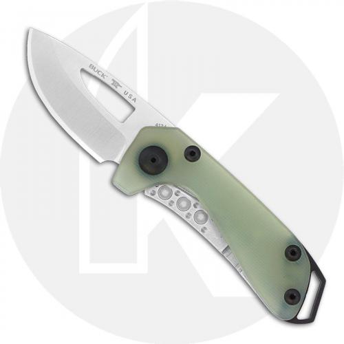 Buck 417 Budgie Knife 0417GRS - Compact EDC - Satin S35VN Drop Point - Green Natural G10 / Stainless Steel - Frame Lock - USA Made