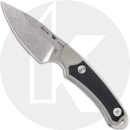 Buck Alpha Scout Select 662GYS Fixed Blade Knife - Stonewash 420HC Drop Point - Gray/Black GFN Handle - Black Nylon Sheath - USA Made