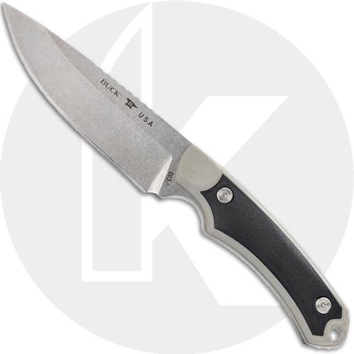 Buck Alpha Guide Select 663GYS Fixed Blade Knife - Stonewash 420HC Drop Point - Gray/Black GFN Handle - Black Nylon Sheath - USA Made